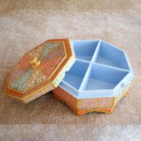 Home Decor Kashmir Art and Handicraft Paper Mache Dry Fruit Bowl PM-5531-B