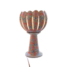 Lightings Kashmir Art and Craft Antique Vintage Lotus Paper Mache Table Lamp